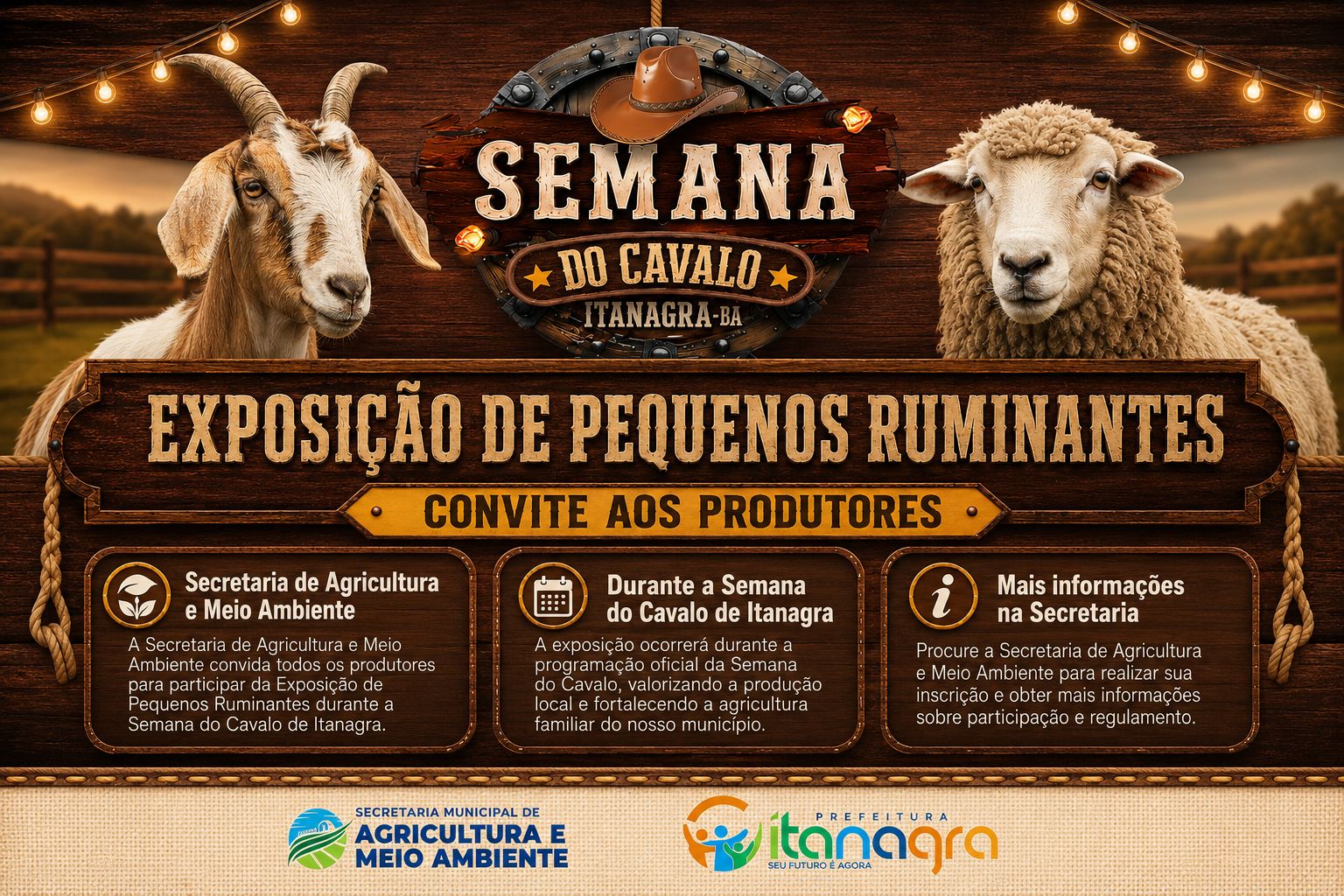 Semana do Cavalo terá Exposição de Pequenos Ruminantes em Itanagra